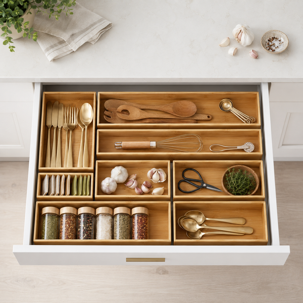 Bamboo Drawer Organiser Insert β 4 Sizes