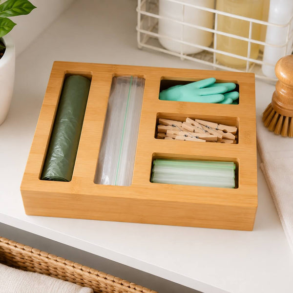 Bamboo Sandwich Bag Organiser – 5 Slot Dispenser