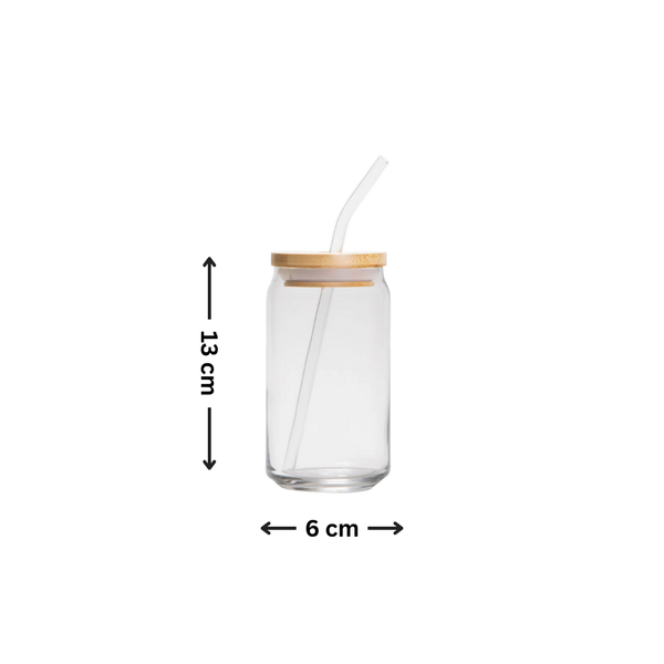 Bamboo Glass Drinking Jar Set – 500ml with Straws