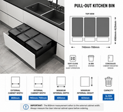 Bin for 800mm Cabinet – Blum Compatible - 50L Kitchen