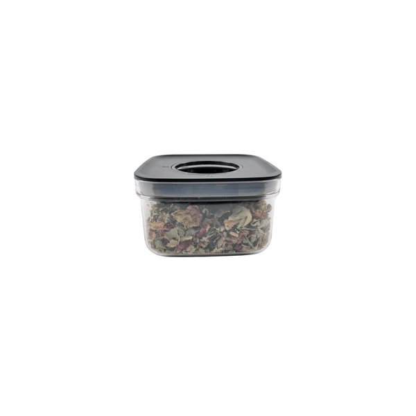 Black airtight container with twist lock, 500ml, ideal for kitchen storage and organization.