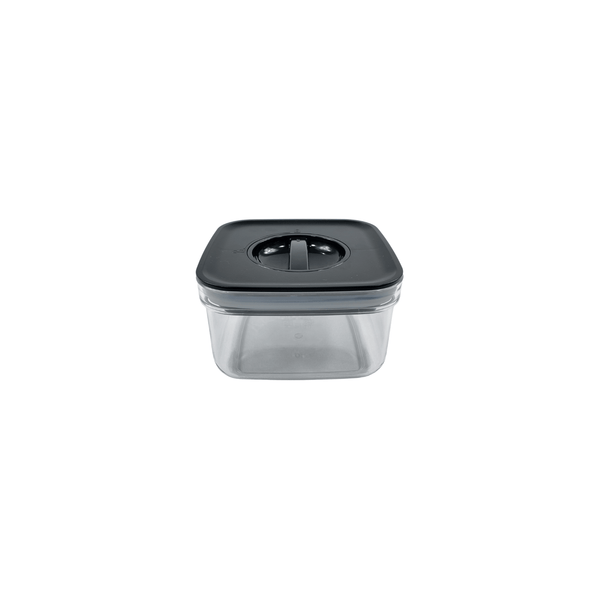 Black 500ml airtight container with twist lock, ideal for pantry or fridge storage.