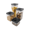 Airtight black twist lock pantry jars set for space-saving kitchen storage.