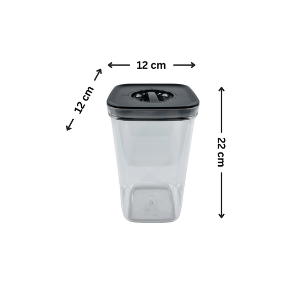 Black Twist Canister for kitchen storage, 22x12cm, perfect for pantry decluttering, stylish acrylic home organisation solution.