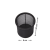 Black mesh pen cup, 9cm x 9.7cm, desk organiser for space-saving office storage.