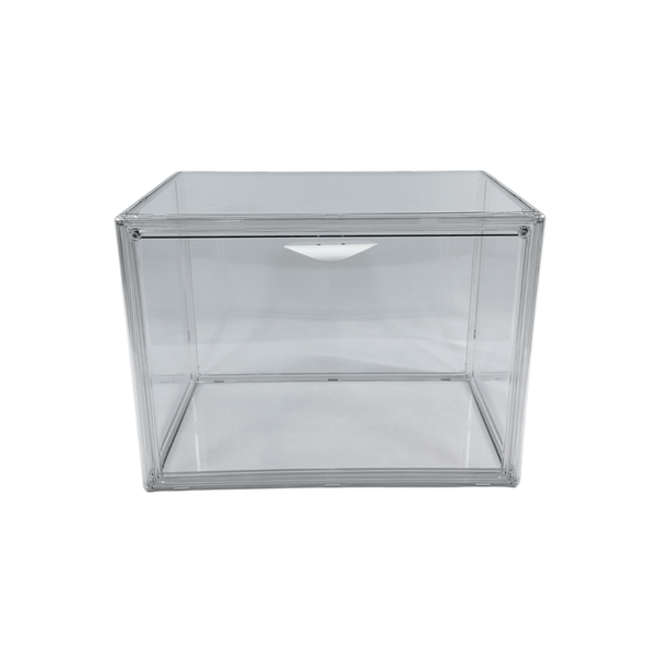 Clear plastic bread box for kitchen storage, ideal pantry organiser and space-saving container.