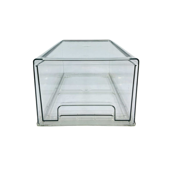 Clear modular storage organiser for pantry or fridge, large size for space-saving efficiency.