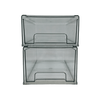 Clear stackable under sink storage organizer for kitchen or bathroom space-saving.