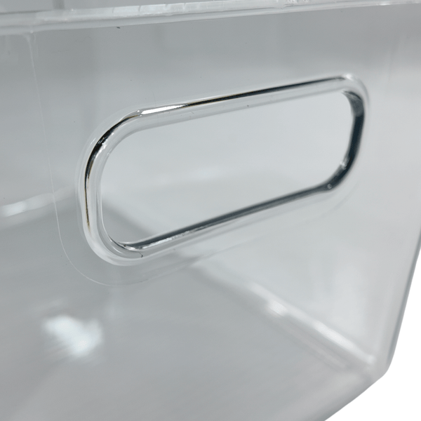 Clear Multi-Use Storage Tub With Lip – XL featuring a sturdy handle, ideal for kitchen organisation and under sink storage.
