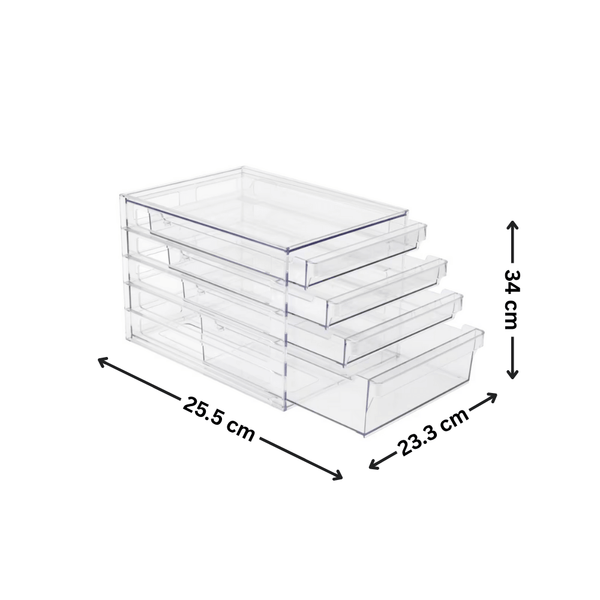 Clear 4-Drawer Organiser perfect for pantry storage, enhancing kitchen organisation with convenient and sleek design.