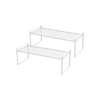 White metal under sink shelf for storage organiser in kitchen or bathroom space-saving