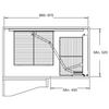Diagram of Chrome Magic Corner Unit suitable for 900mm+ blind cabinets, ideal for kitchen organisation and efficient storage.