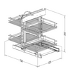 Blind Corner Cabinet Organizer – Chrome Full Access Unit for efficient kitchen storage with pull-out chrome racks.