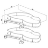 Diagram of Swivel Corner Cabinet Shelf – Corner Storage Unit (800–900mm) for efficient kitchen and pantry organisation.