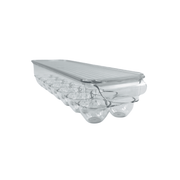 Clear egg organiser with lid for secure and convenient fridge storage, ideal for kitchen organisation and efficient space use.