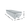 Space-saving egg organiser with lid for fridge storage, dimensions 37x10x6 cm.
