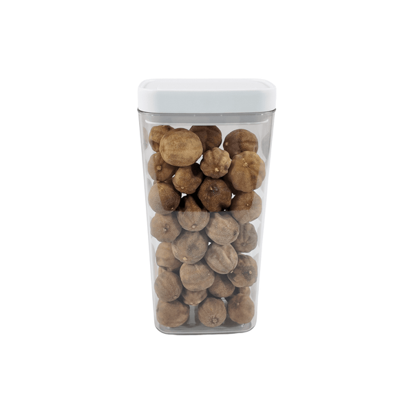 White airtight 1600ML container filled with figs, ideal for pantry or fridge storage.