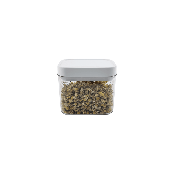 White airtight 600ML container for pantry and fridge storage, ideal for organizing.