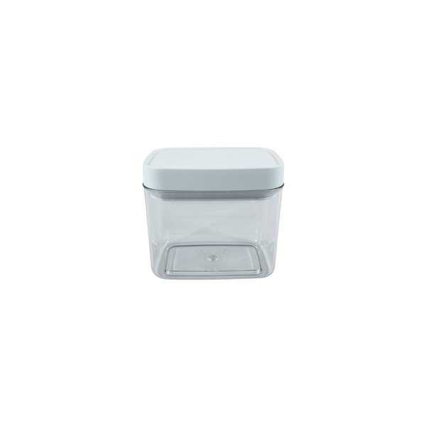 White 600ML airtight container for pantry storage, space-saving kitchen organiser, ideal for fridge or laundry.