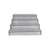 Expandable 4-tier clear spice rack organiser for pantry storage, space-saving kitchen solution.