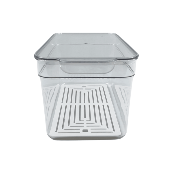 Clear storage container from the 14-Piece Fridge Organisation Starter Pack, ideal for efficient kitchen and pantry organisation.