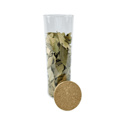 Glass Storage Jars with Cork Lid – 550ml filled with dried bay leaves, ideal for kitchen storage and pantry organisation.