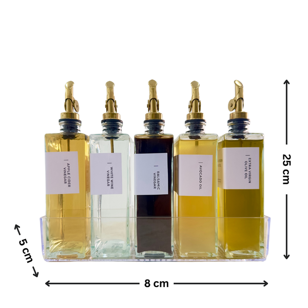 Glass Oil & Vinegar Bottles with Tray β 5 Pack