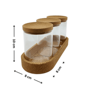 Glass Jar Trio Set with Natural Cork Lid – 450ml (3 Pack) for pantry and kitchen storage; ideal for kitchen organisation.