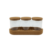 Glass Jar Trio with Cork Lids – 450ml Pantry Set, perfect for kitchen or pantry organisation, enhancing storage with glass jars.