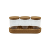 Glass storage jar trio with cork lids, 450ml, perfect for pantry organization.