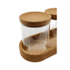 Glass storage jar trio set with cork lids, perfect pantry organiser for space-saving.