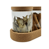 Glass Jar Trio Set with Natural Cork Lid – 450ml (3 Pack) ideal for pantry organisation with spices and herbs neatly stored on display.