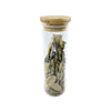 Glass spice jar with bamboo lid, perfect for pantry storage and kitchen organization.