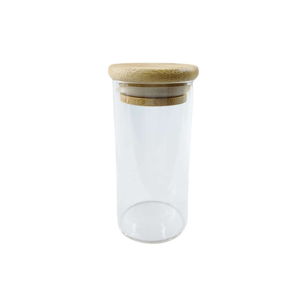 Medium bamboo lid herb jar, 160ml, ideal for pantry storage and space-saving kitchen organization.