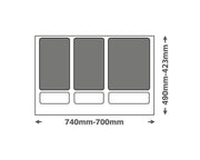 Dimensions diagram for Bin for 800mm Cabinet – Blum Compatible - 50L Kitchen, ideal for efficient kitchen organisation.