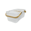 Large White Mesh Basket with Wooden Handles ideal for kitchen organisation and versatile under sink storage solutions.
