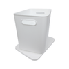 Large white storage organiser tub with lid, ideal for kitchen or bathroom space-saving.