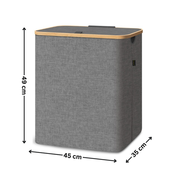 Large Dark Grey Linen Storage Basket with Mesh Lid