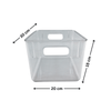 Large clear bathroom storage tub, 30x20x15 cm, ideal for pantry, fridge, or under sink.