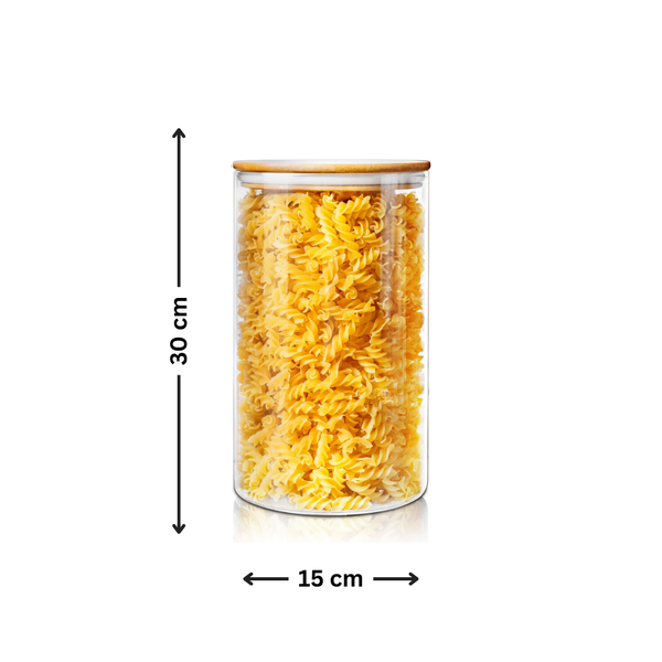 Large Glass Storage Jar with Bamboo Lid 4.8L - Kitchen Pantry Container