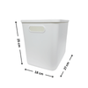 White 25x18x27 cm storage container with lid, ideal for pantry or fridge organization.