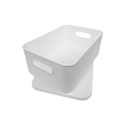 Medium White Storage Tub with Lid ideal for kitchen organisation, perfect for under sink storage and pantry organisation.