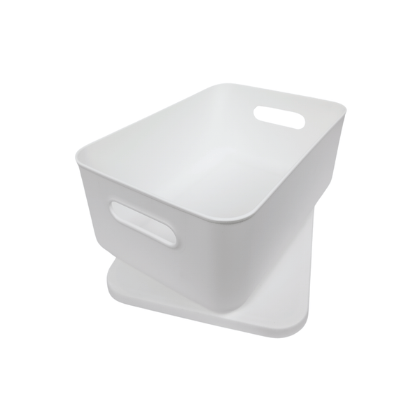 Medium White Storage Tub with Lid ideal for kitchen organisation, perfect for under sink storage and pantry organisation.