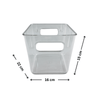 Medium clear bathroom storage tub for organizing, measuring 22x16x15 cm, perfect space-saving container.