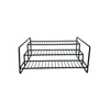Black metal spice rack, three-tier storage organiser for kitchen or pantry.