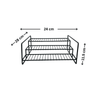 Black metal storage organizer rack for pantry, 24x28x11.5 cm, space-saving shelf.