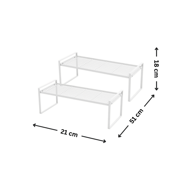 White metal under sink shelf for kitchen or bathroom, ideal for stylish home organisation and space-saving storage solutions.