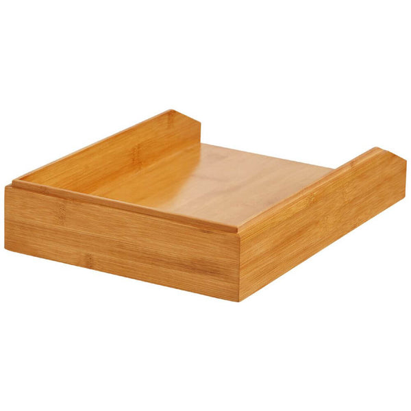 Bamboo desk tray for document organisation, ideal space-saving storage organiser for office use.