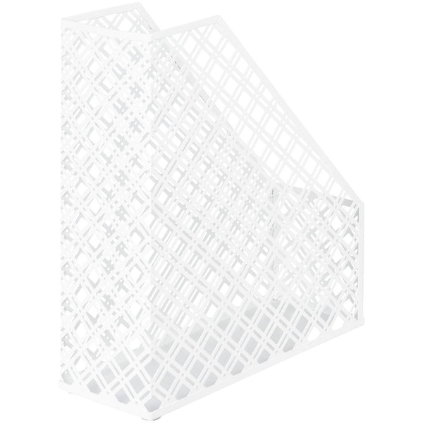 White Metal Magazine File Holder for Organised Storage ideal for kitchen or pantry use, enhancing storage organisation efficiency.