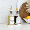 Glass oil dispensers for vegetable and avocado oil, ideal for kitchen organisation and pantry storage in Australia.
